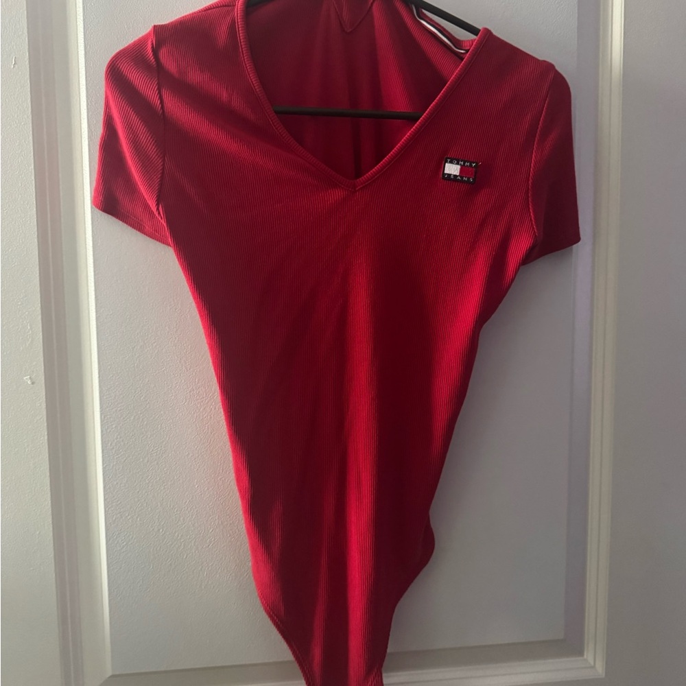 Vintage Tommy Hilfiger Red Ribbed Bodysuit